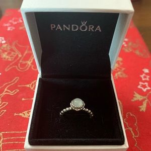 Pandora birthstone ring in aquamarine